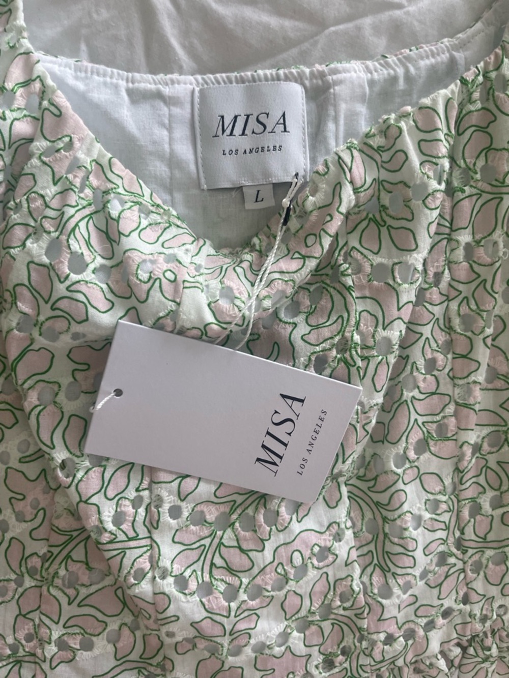 Misa Los Angeles Pale Green and White Floral Skirt Set - Picture 10 of 12